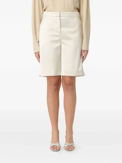 Patrizia Pepe Satin-effect Shorts In Neutral