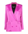 Patrizia Pepe Satin-finish Double-breasted Blazer In Pink