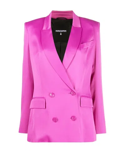 Patrizia Pepe Satin-finish Double-breasted Blazer In Strawberry