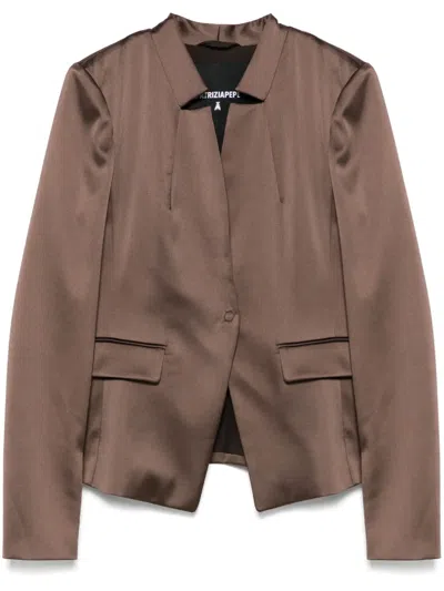 Patrizia Pepe Satin Jacket In Brown