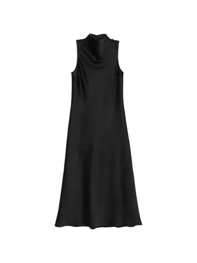 Patrizia Pepe Satin Midi Dress In Black