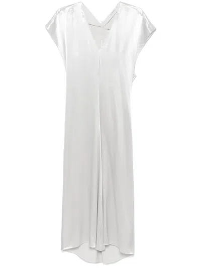 Patrizia Pepe Satin Midi Dress In Silver