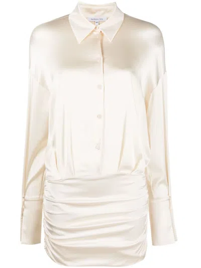 Patrizia Pepe Satin Shirt-style Dress In Neutrals
