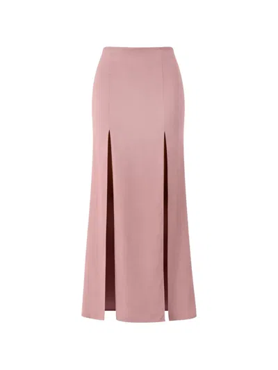 Patrizia Pepe Satin Slit-detail Midi Skirt In Pink
