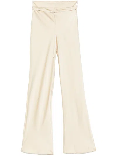 Patrizia Pepe Satin Trousers In Neutrals
