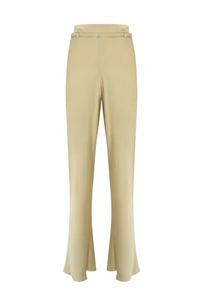 Patrizia Pepe Satin Trousers With Belt In Neutral