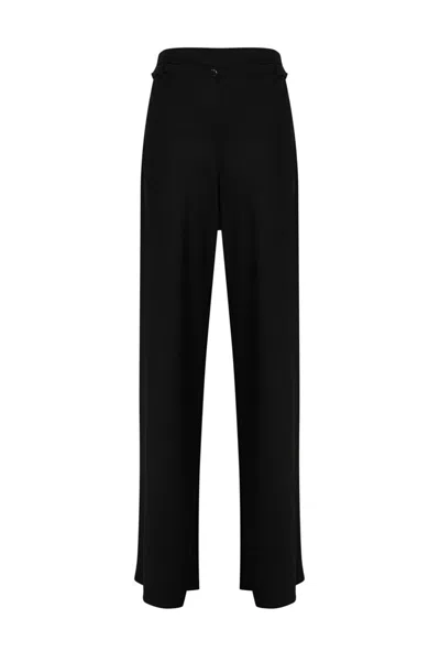 Patrizia Pepe Satin Trousers With Belt In Nero