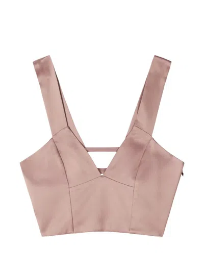 Patrizia Pepe Satin V-neck Top In Pink