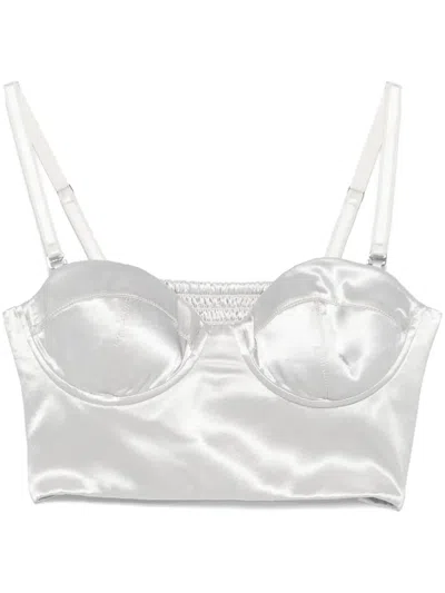 Patrizia Pepe Satined Bustier Top In Silver