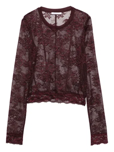 Patrizia Pepe Scalloped-hem Lace Blouse In Purple