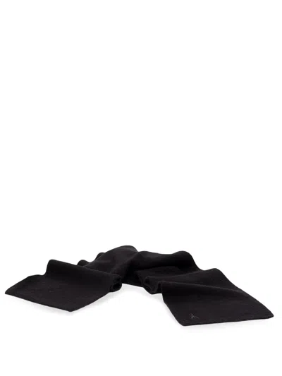 Patrizia Pepe Logo-embroidered Wool Scarf In Black