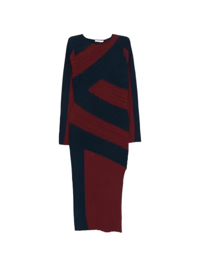 Patrizia Pepe Sculptural Knitted Midi Dress In Red