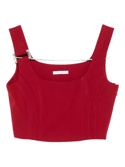 Patrizia Pepe Seamed-panel Zip-fastening Top In Red