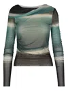 Patrizia Pepe Seascape-print Mesh T-shirt In Multi