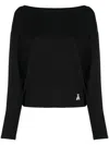 Patrizia Pepe Boat-neck Long-sleeve Top In Black