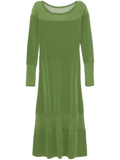 Patrizia Pepe Semi-sheer Panel Midi Dress In Grün