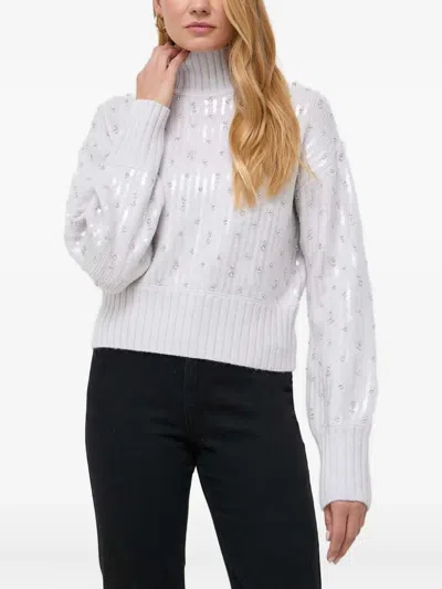 Patrizia Pepe Sequin-embellished High-neck Sweater In White