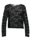 Patrizia Pepe Sequin-embellished Long-sleeved Top In Black