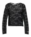 Patrizia Pepe Sequin-embellished Long-sleeved Top In Black