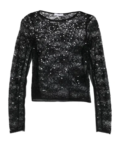 PATRIZIA PEPE SEQUIN-EMBELLISHED LONG-SLEEVED TOP