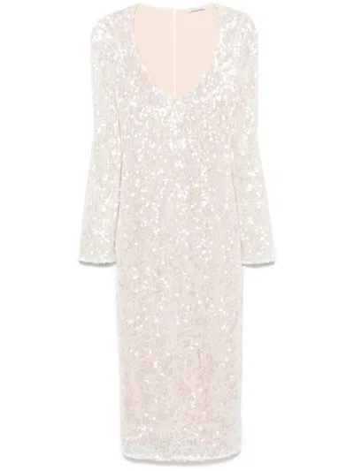 Patrizia Pepe Sequin-embellished Midi Dress In Weiss