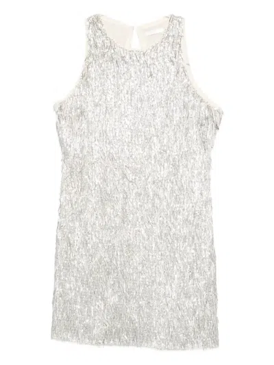 Patrizia Pepe Sequin-embellished Mini Dress In Silver