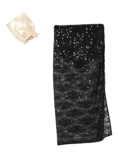 Patrizia Pepe Sequin Lace Skirt In Black