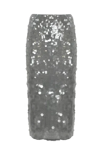 Patrizia Pepe Sequin Midi Skirt In Glass Grey Sequins