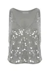 Patrizia Pepe Long Sleeves Top In Glass Grey Sequins