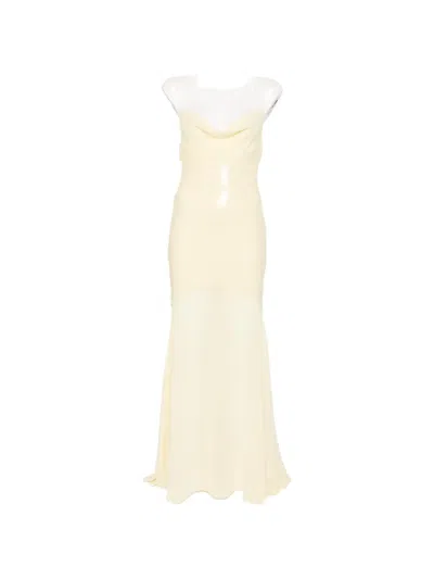 Patrizia Pepe Sequined Maxi Dress In Yellow