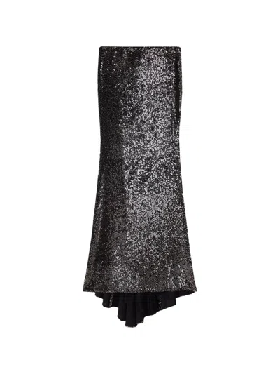 Patrizia Pepe Sequined Maxi Skirt In Gray