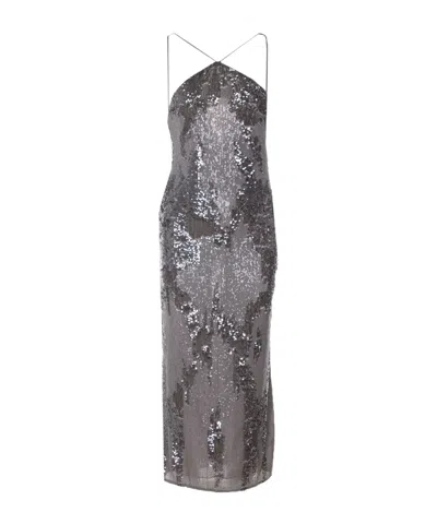 Patrizia Pepe Sequined Strappy Midi Dress In Black