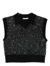 Patrizia Pepe Sequinned Knitted Top In Black