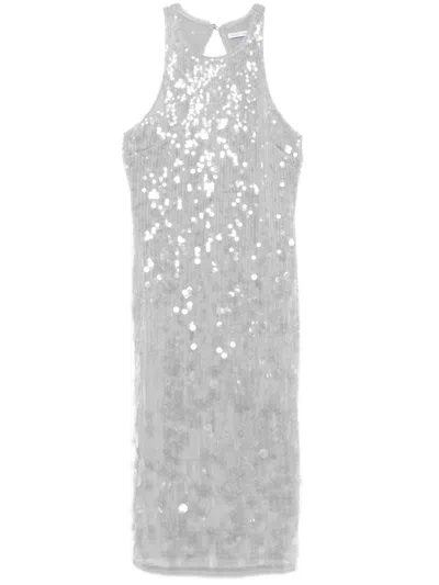Patrizia Pepe Sequinned Midi Dress In Grey