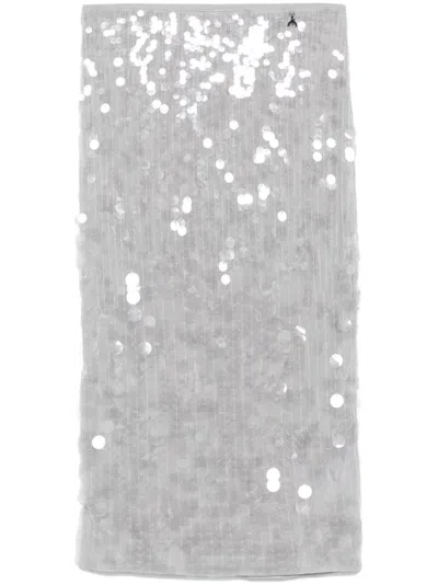 Patrizia Pepe Sequinned Midi Skirt In Grey