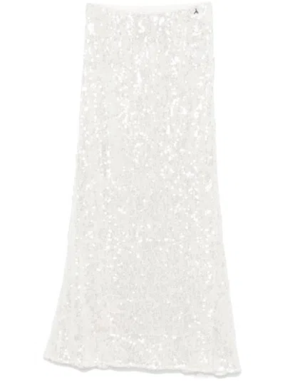 Patrizia Pepe Sequinned Tulle Midi Skirt In White