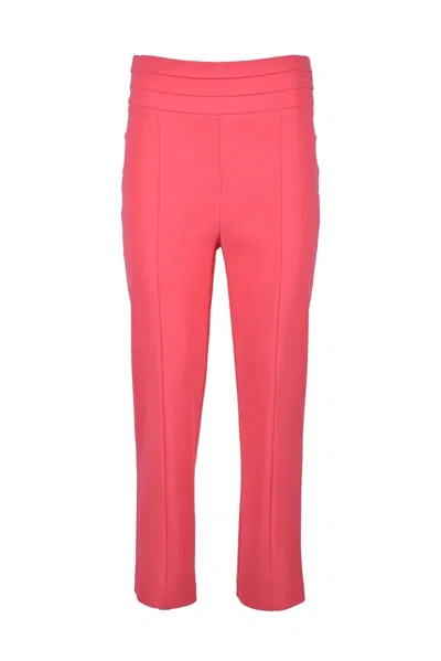 Patrizia Pepe Sera Cropped Fuchsia Trousers With Structured Waistband And Tailored Fit In Pink