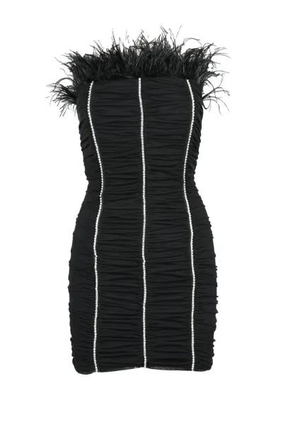 Patrizia Pepe Sera Strapless Mini Dress With Ruched Detailing In Black