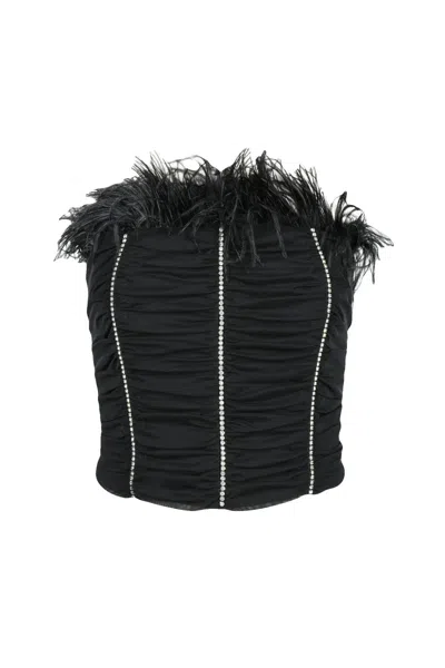 Patrizia Pepe Sera Tulle Bustier Top - Black
