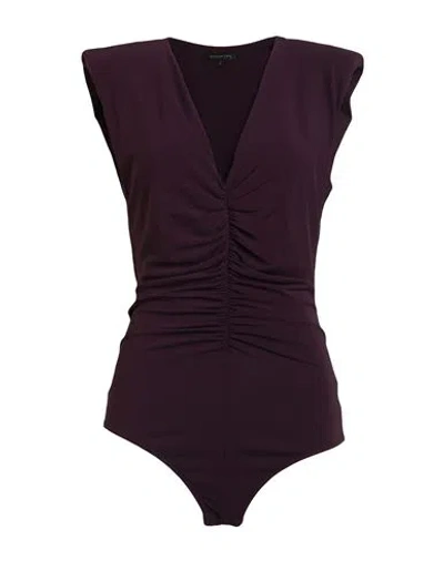 Patrizia Pepe Sera Woman Bodysuit Dark Purple Size 3 Acetate, Polyamide, Elastane