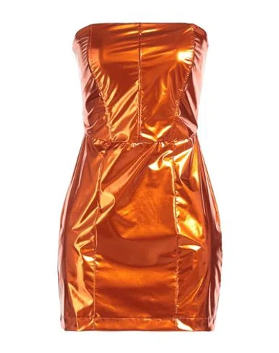 Patrizia Pepe Sera Woman Mini Dress Orange Size 3 Polyurethane, Polyester, Elastane