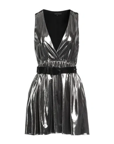 Patrizia Pepe Sera Woman Mini Dress Silver Size 3 Polyester, Elastane