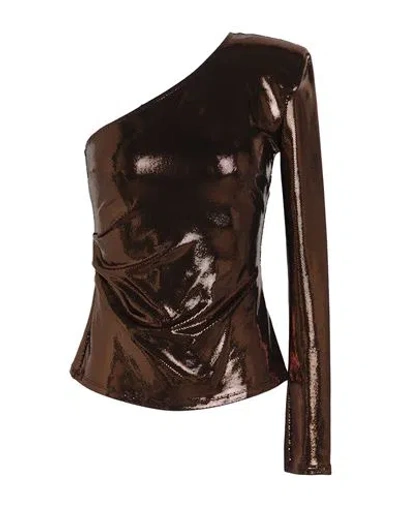 Patrizia Pepe Sera Woman Top Bronze Size 1 Acetate, Elastane In Yellow