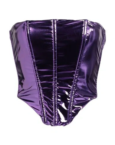 Patrizia Pepe Sera Woman Top Purple Size 8 Polyurethane