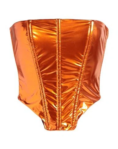 Patrizia Pepe Sera Woman Top Rust Size 8 Polyurethane In Red