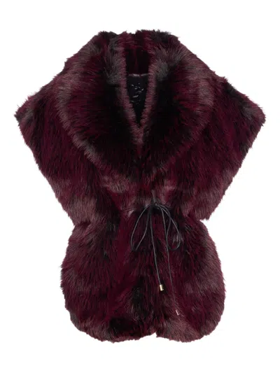 Patrizia Pepe Shawl-collar Faux-fur Gilet In Burgundy