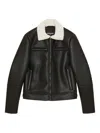 Patrizia Pepe Shearling-collar Jacket In Black