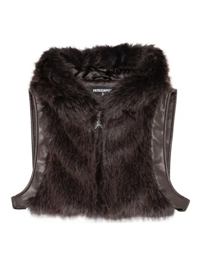 Patrizia Pepe Shearling Gilet In Brown