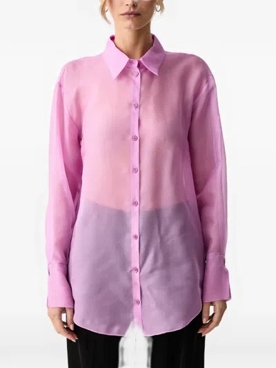 Patrizia Pepe Sheer Button-up Shirt In Pink