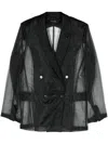 Patrizia Pepe Sheer Double-breasted Blazer In Black